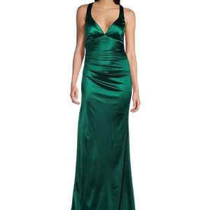 Green Satin Formal Dress
